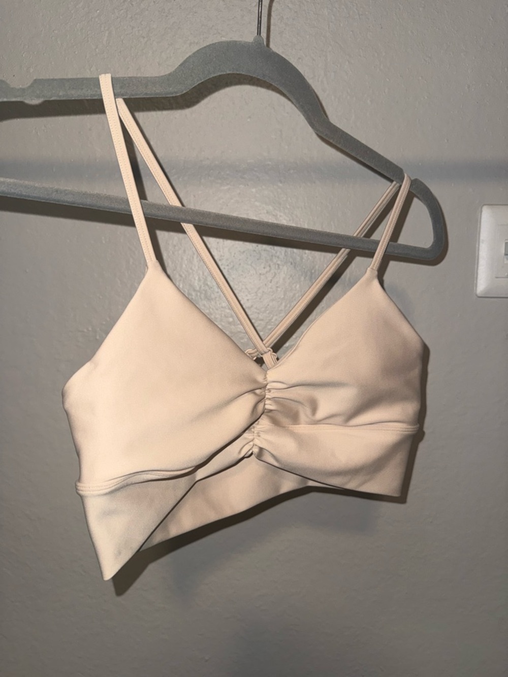 ALO Yoga Beige Ruched Bralette with Tie Back